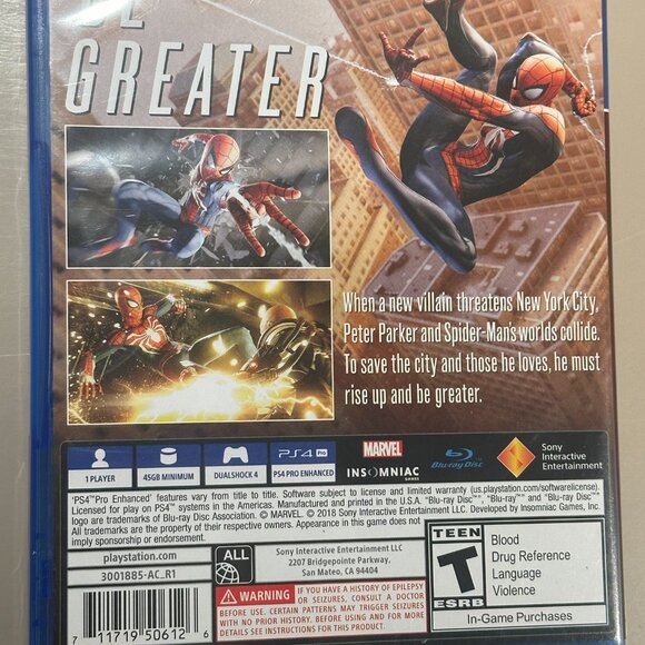 GREAT DEAL! Barely used Marvel Spider-Man for PS4 - Playstation game disc! - Picture 3 of 3